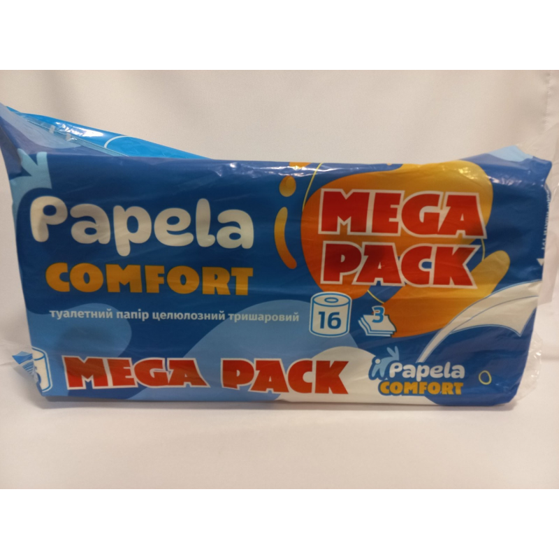 Туалетний папір Papela Comfort трьохшаровий 16 рулонів Туалетний папір Papela Comfort трьохшаровий 16 рулонів